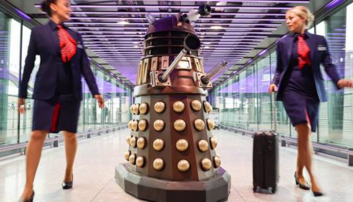 DALEK SURPRISES BRITISH AIRWAYS CUSTOMERS AT LONDON HEATHROW TO CELEBRATE 60TH ANNIVERSARY OF DOCTOR