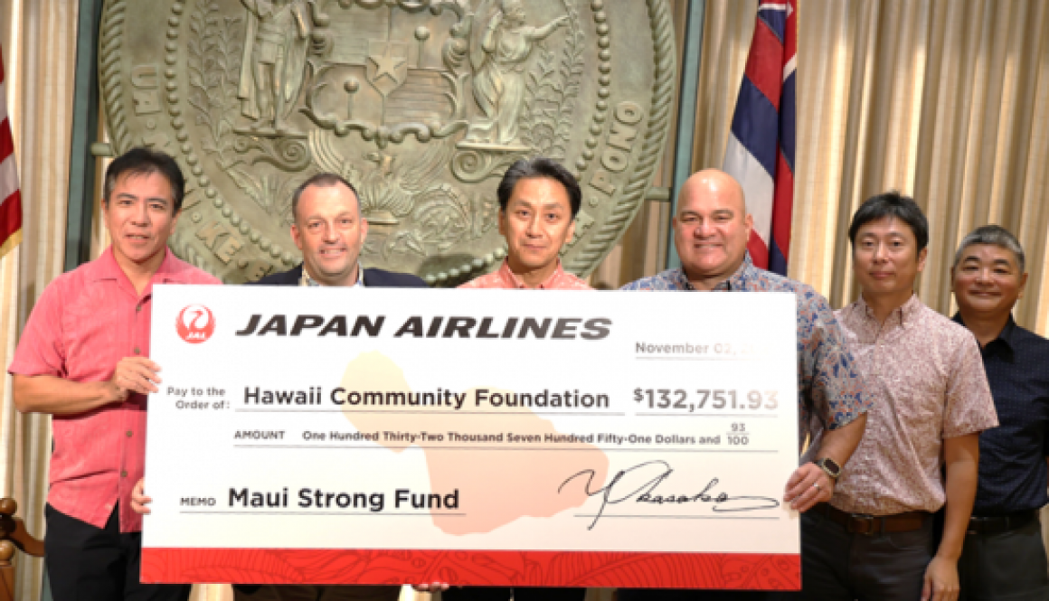 Japan Airlines Raises Over $132,000 for Maui Wildfire Relief Efforts