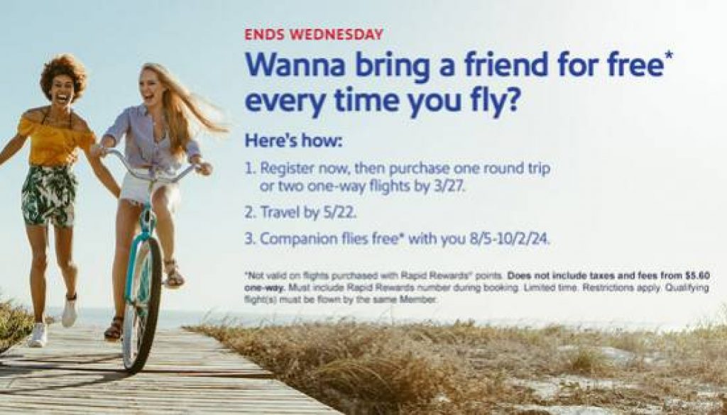 SOUTHWEST AIRLINES’ COVETED COMPANION PASS PROMOTION IS BACK!