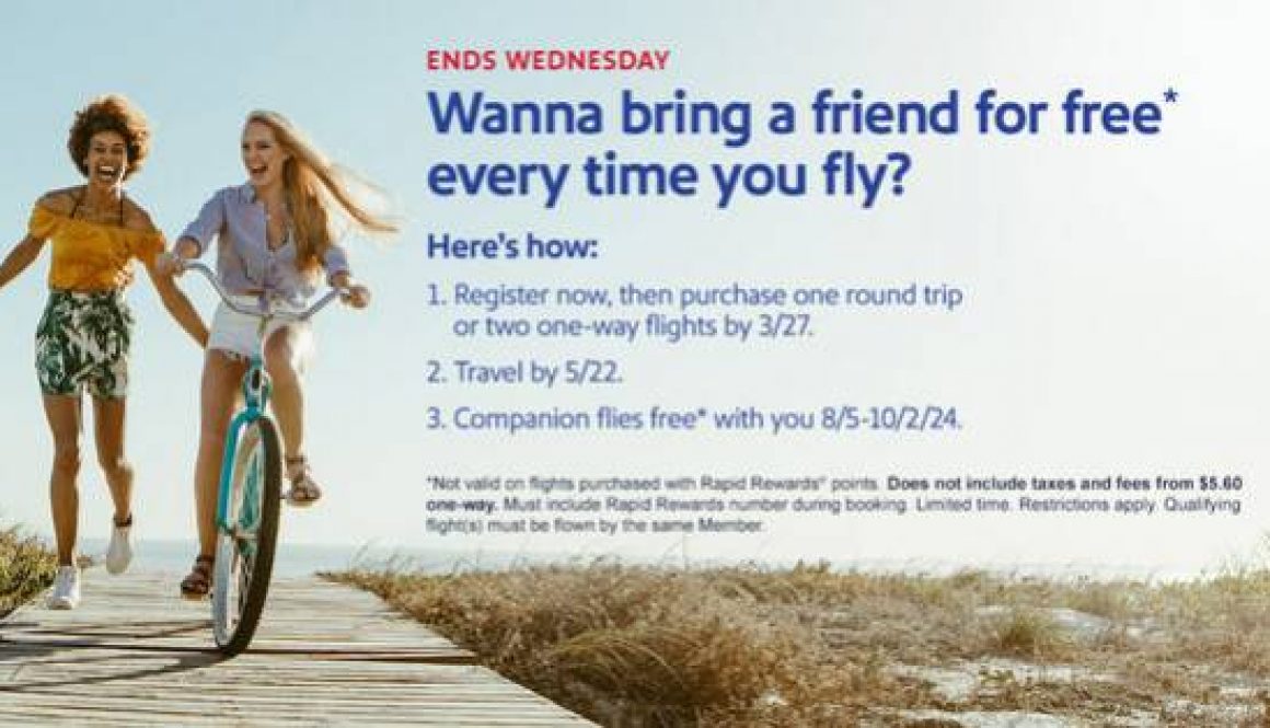 SOUTHWEST AIRLINES’ COVETED COMPANION PASS PROMOTION IS BACK!