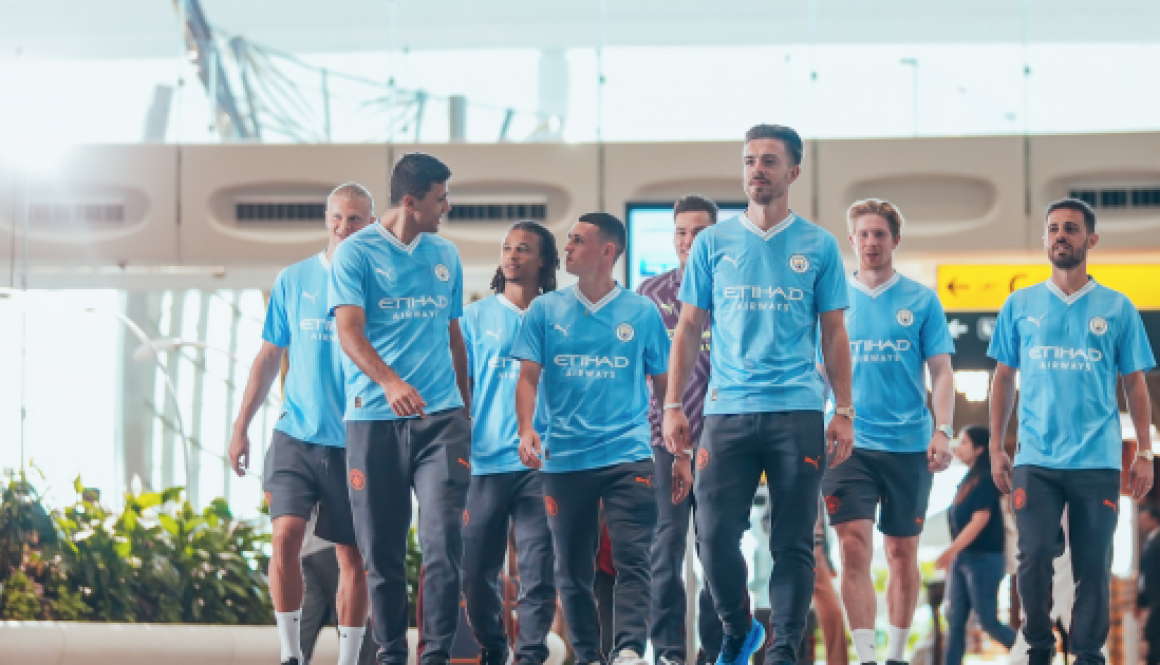 MANCHESTER CITY PLAYERS IN STARTING LINE-UP FOR ETIHAD AT ZAYED INTERNATIONAL AIRPORT