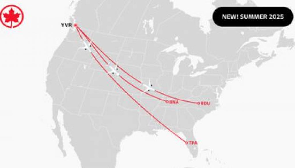 Air Canada Rolls Out Comprehensive Transborder Schedule from YVR for Summer 2025