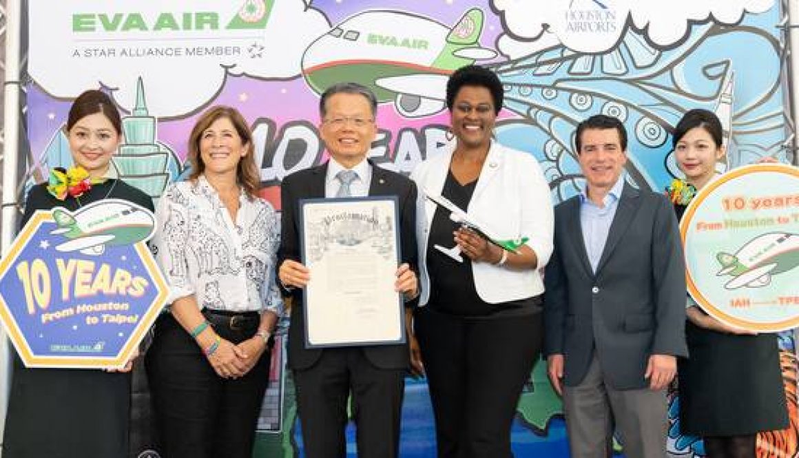 EVA Air Celebrates 10 Years of Flying the Houston-Taipei Route