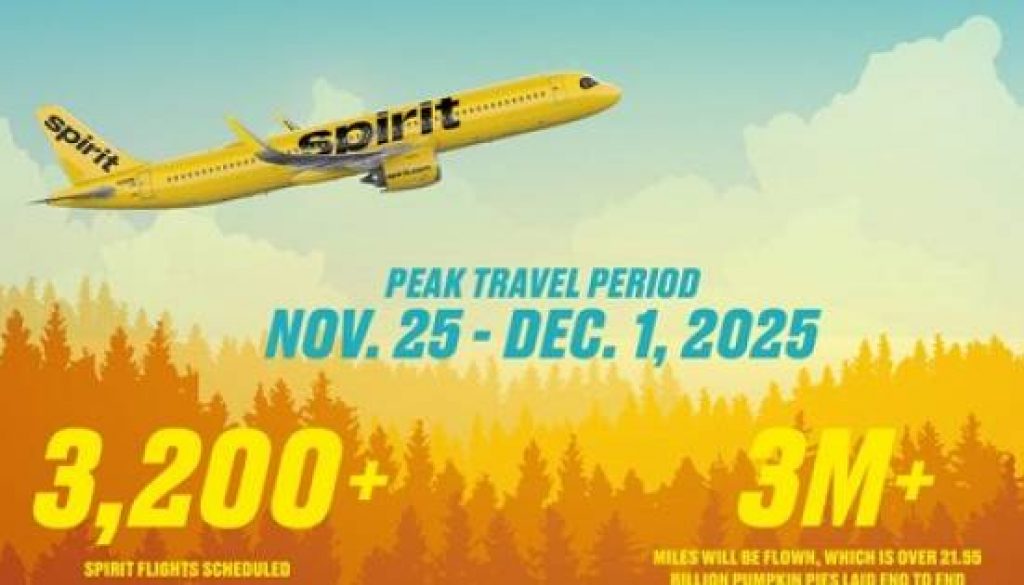 Spirit Airlines Unveils Top Searched Thanksgiving Destinations