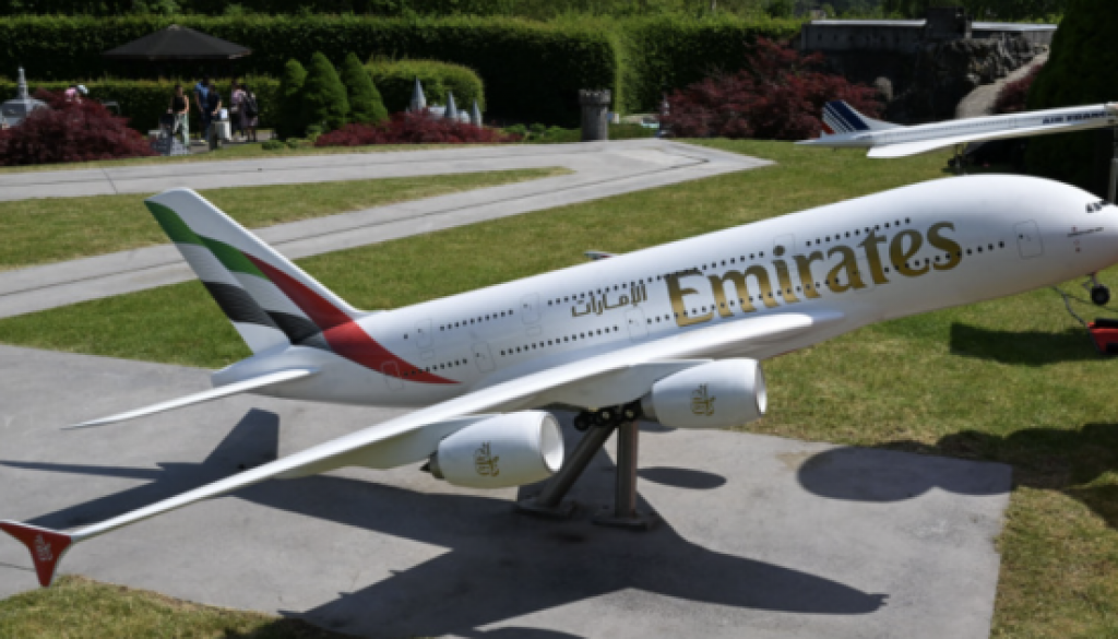 The Emirates A380 has landed at Mini-Europe