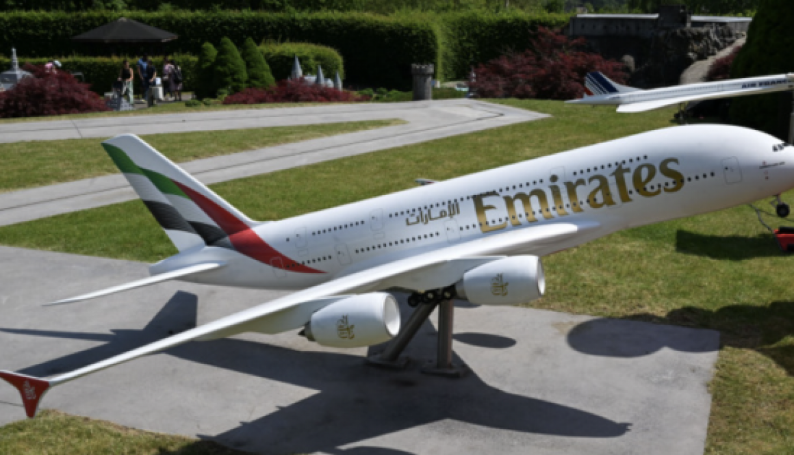 The Emirates A380 has landed at Mini-Europe