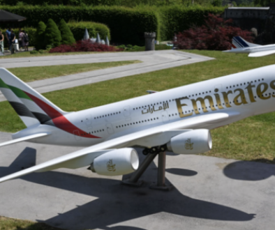 The Emirates A380 has landed at Mini-Europe